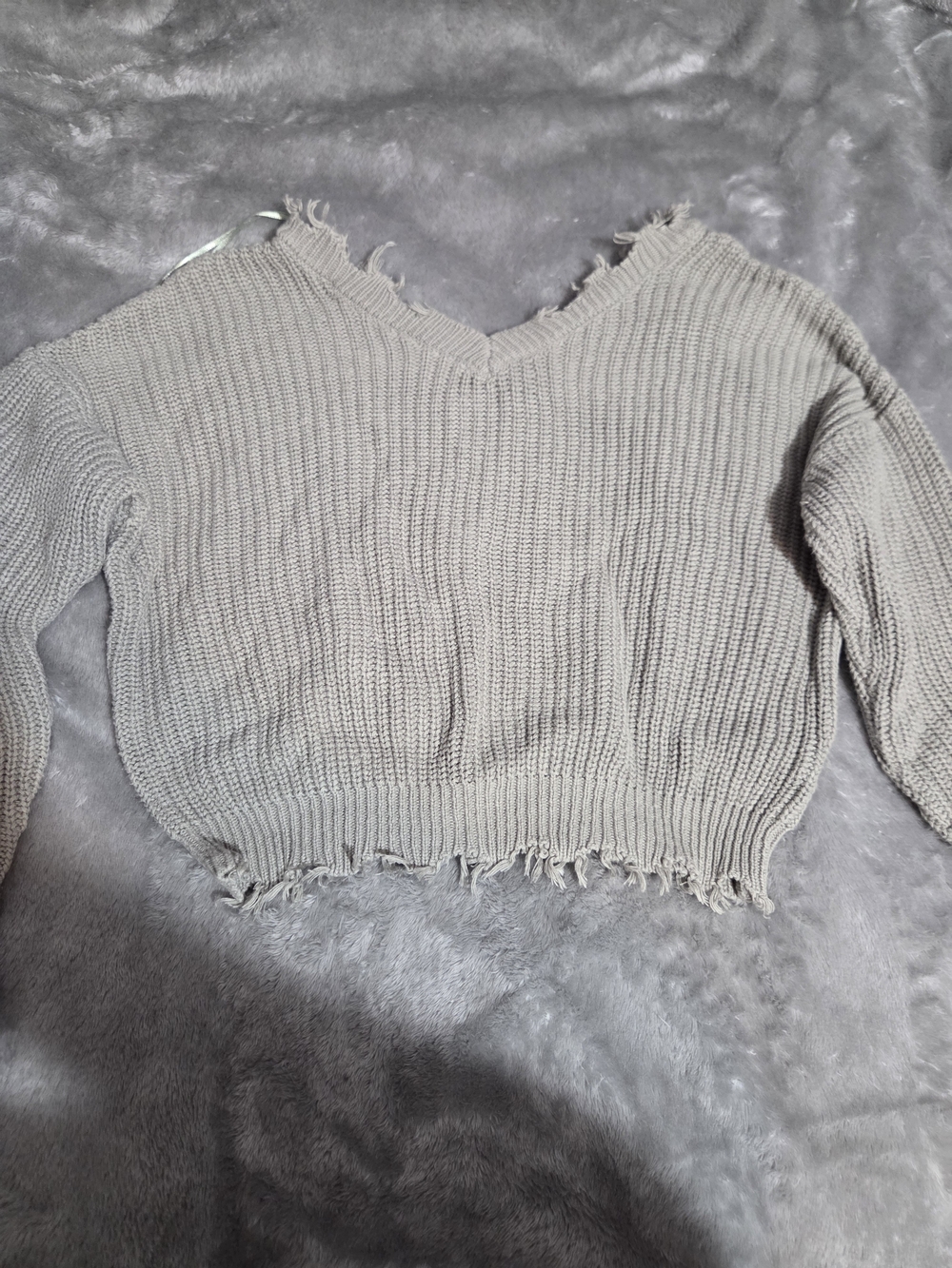 Jessica Simpson Light Sage Green Distressed Knit Top
